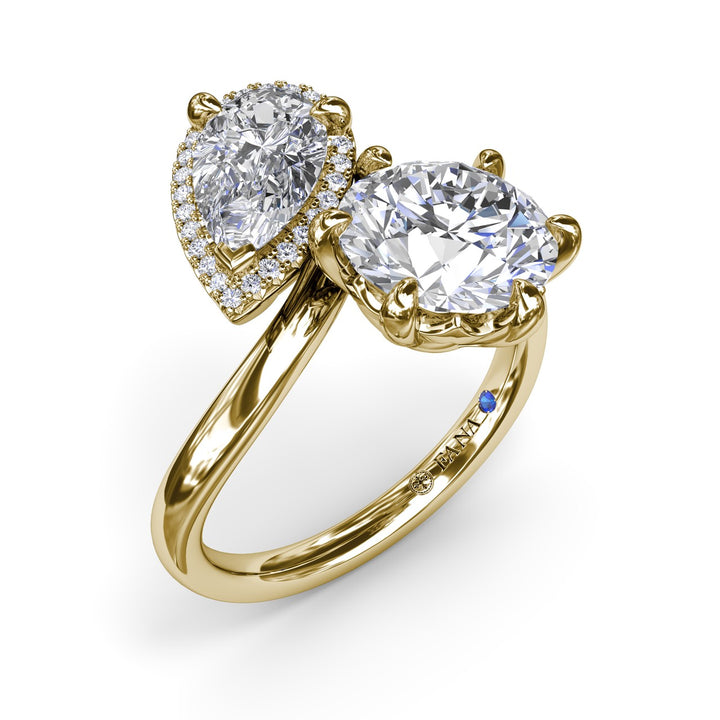 Toi et Moi Pear and Round Diamond Engagement Ring