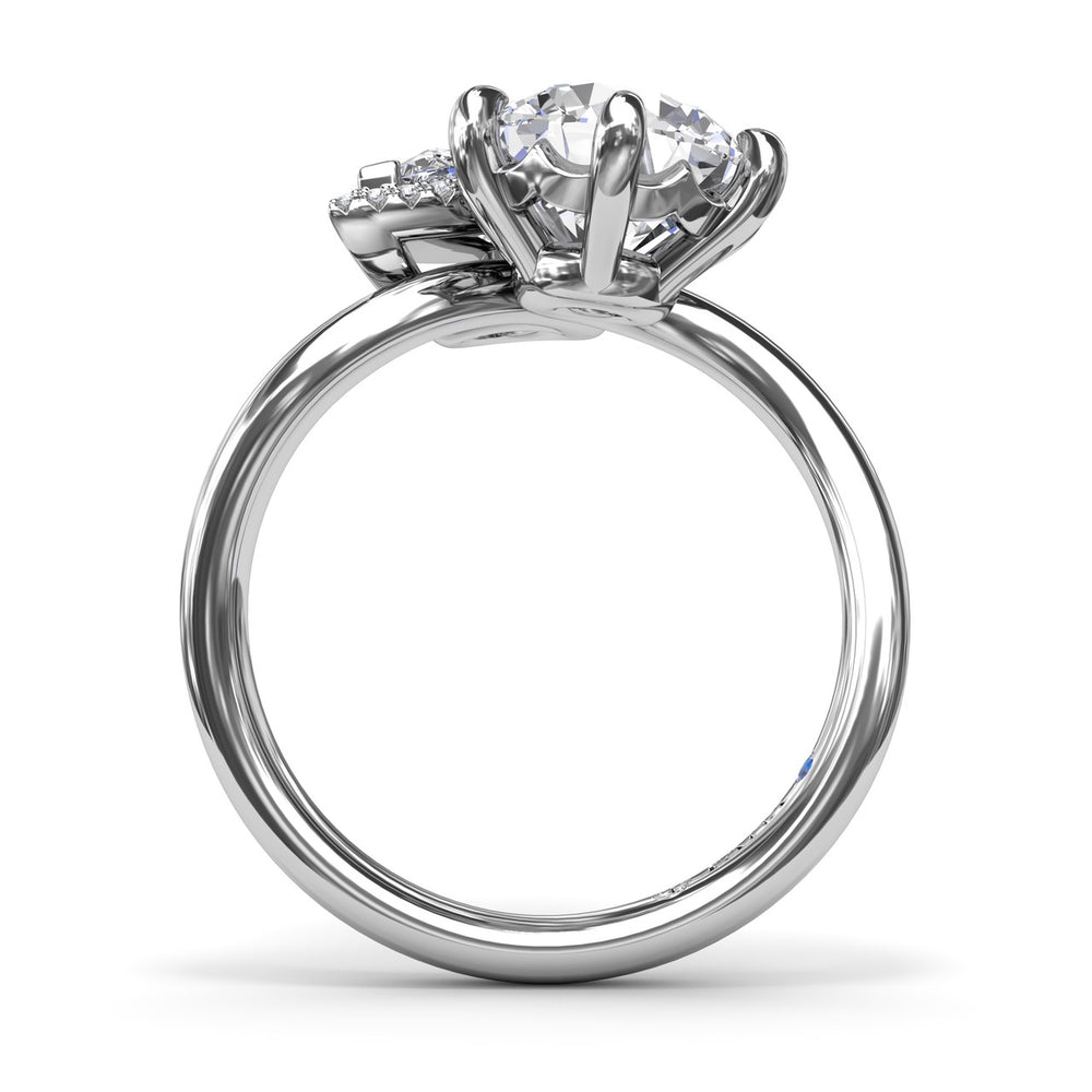 Toi et Moi Pear and Round Diamond Engagement Ring