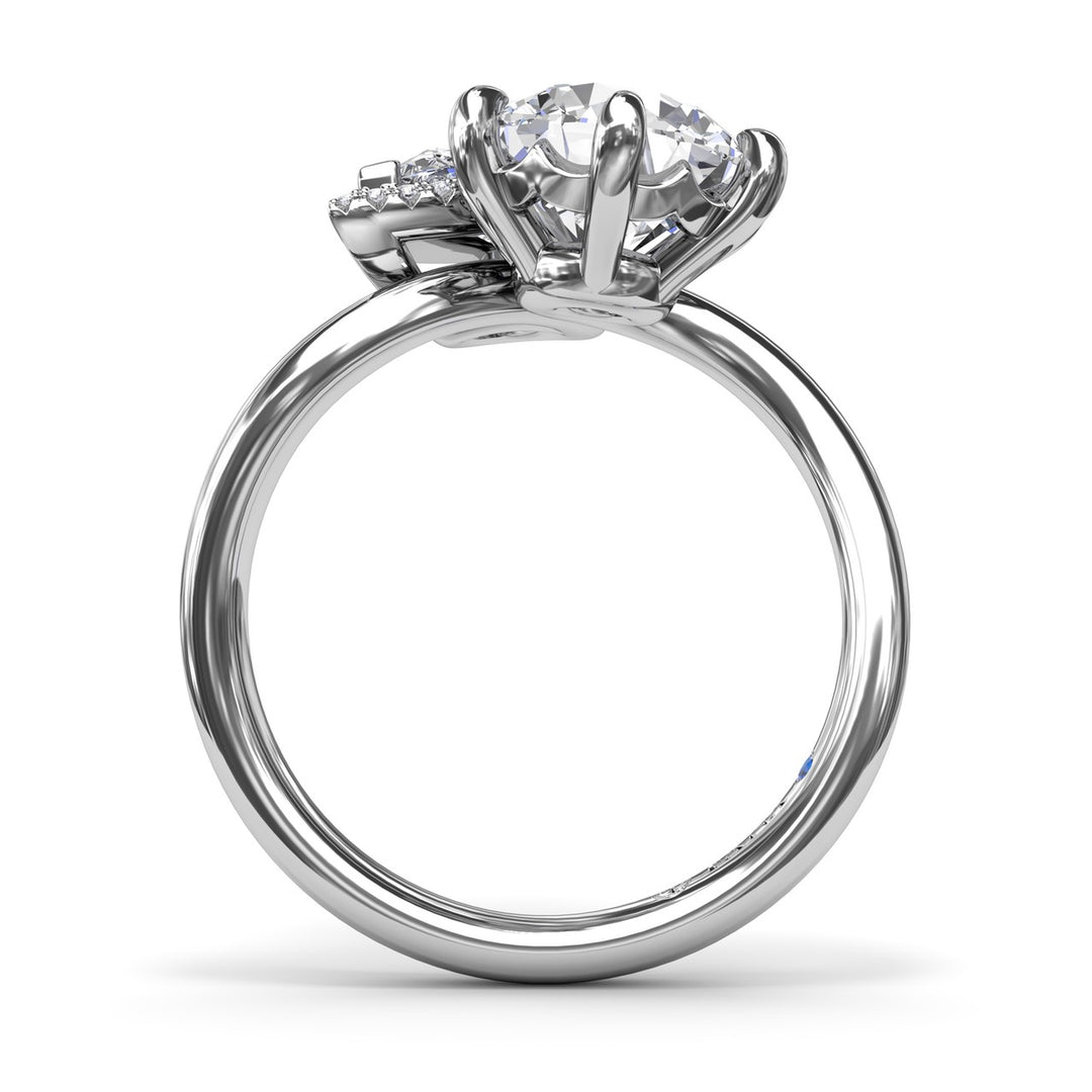 Toi et Moi Pear and Round Diamond Engagement Ring