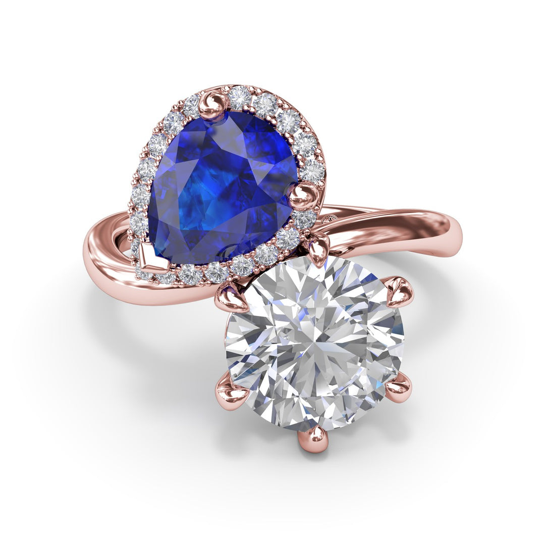 Toi et Moi Sapphire and Diamond Engagement Ring