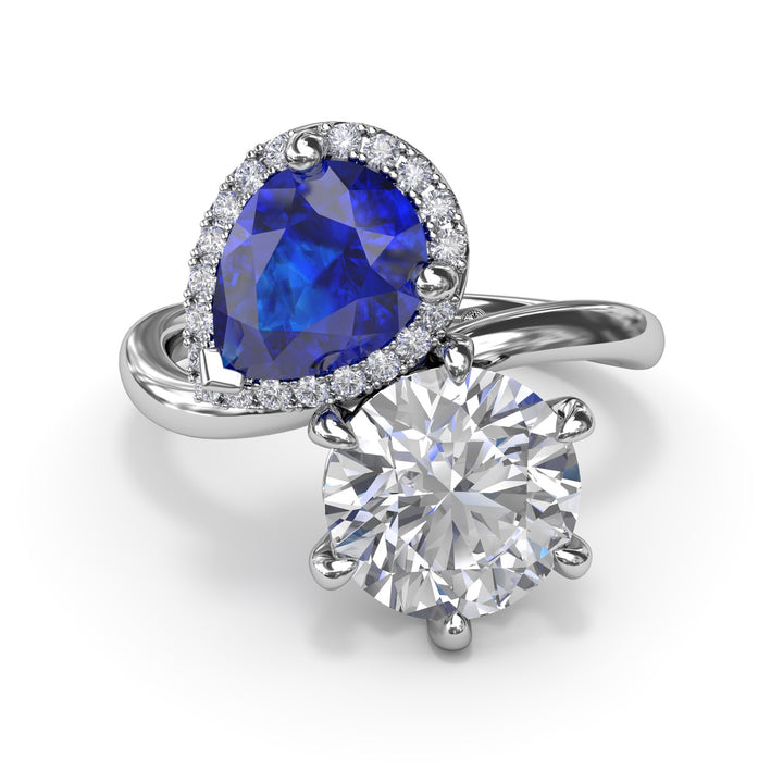 Toi et Moi Sapphire and Diamond Engagement Ring