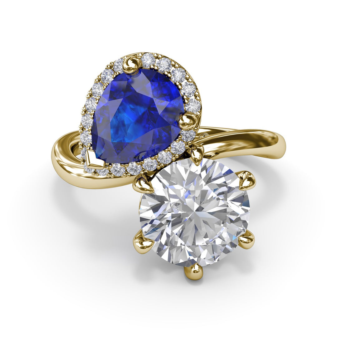 Toi et Moi Sapphire and Diamond Engagement Ring