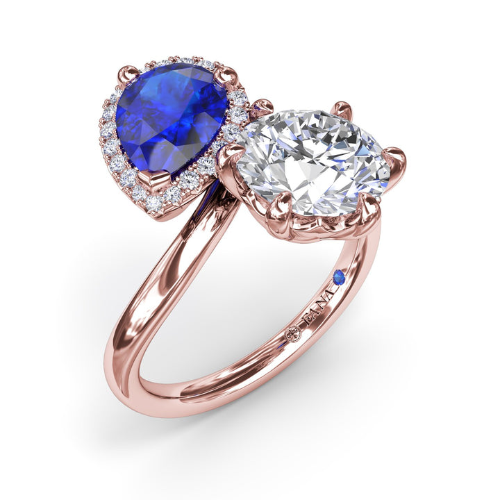 Toi et Moi Sapphire and Diamond Engagement Ring