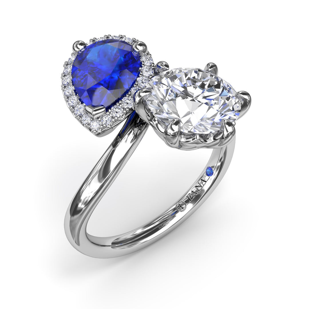 Toi et Moi Sapphire and Diamond Engagement Ring