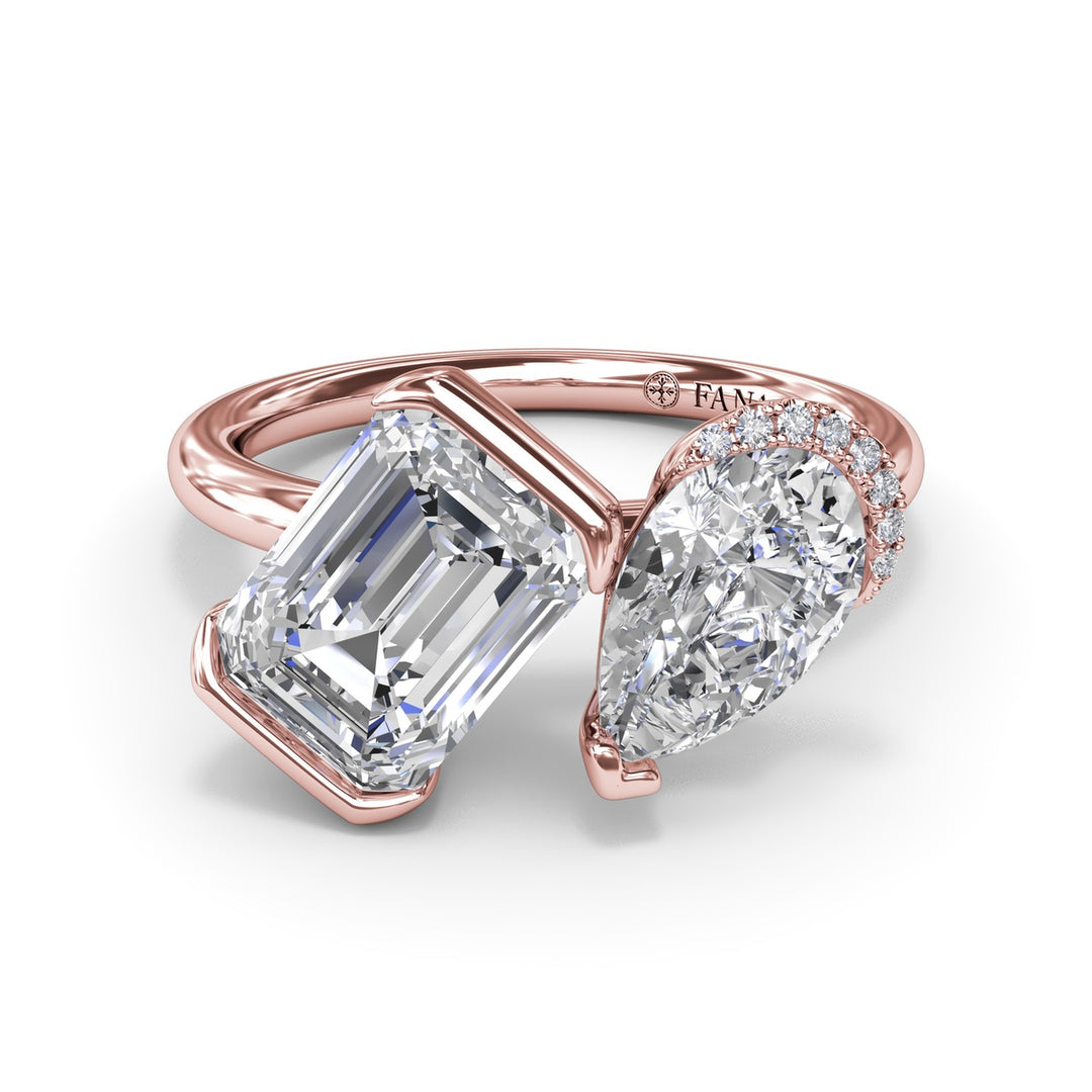 Toi et Moi Half Bezel Engagement Ring