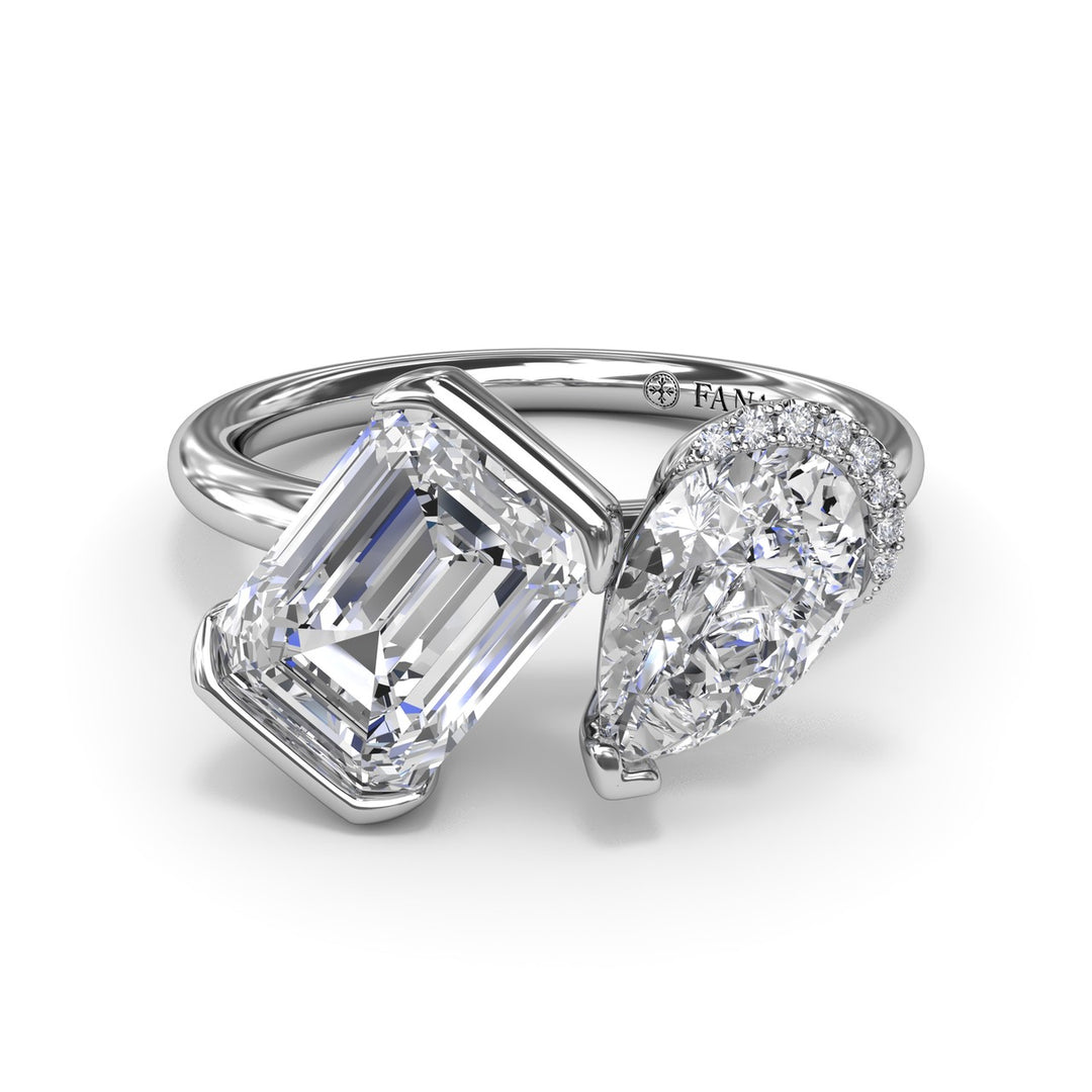 Toi et Moi Half Bezel Engagement Ring