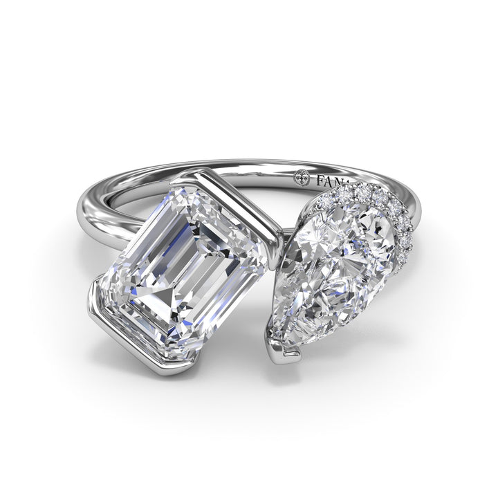 Toi et Moi Half Bezel Engagement Ring