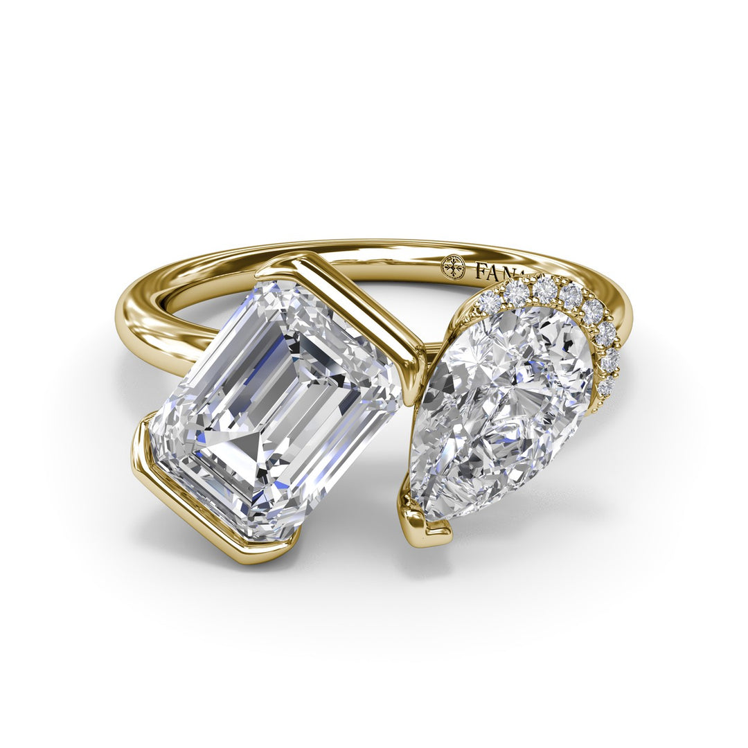 Toi et Moi Half Bezel Engagement Ring