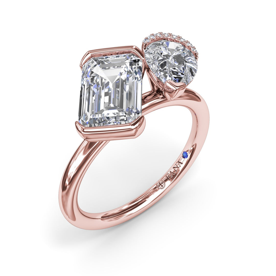 Toi et Moi Half Bezel Engagement Ring