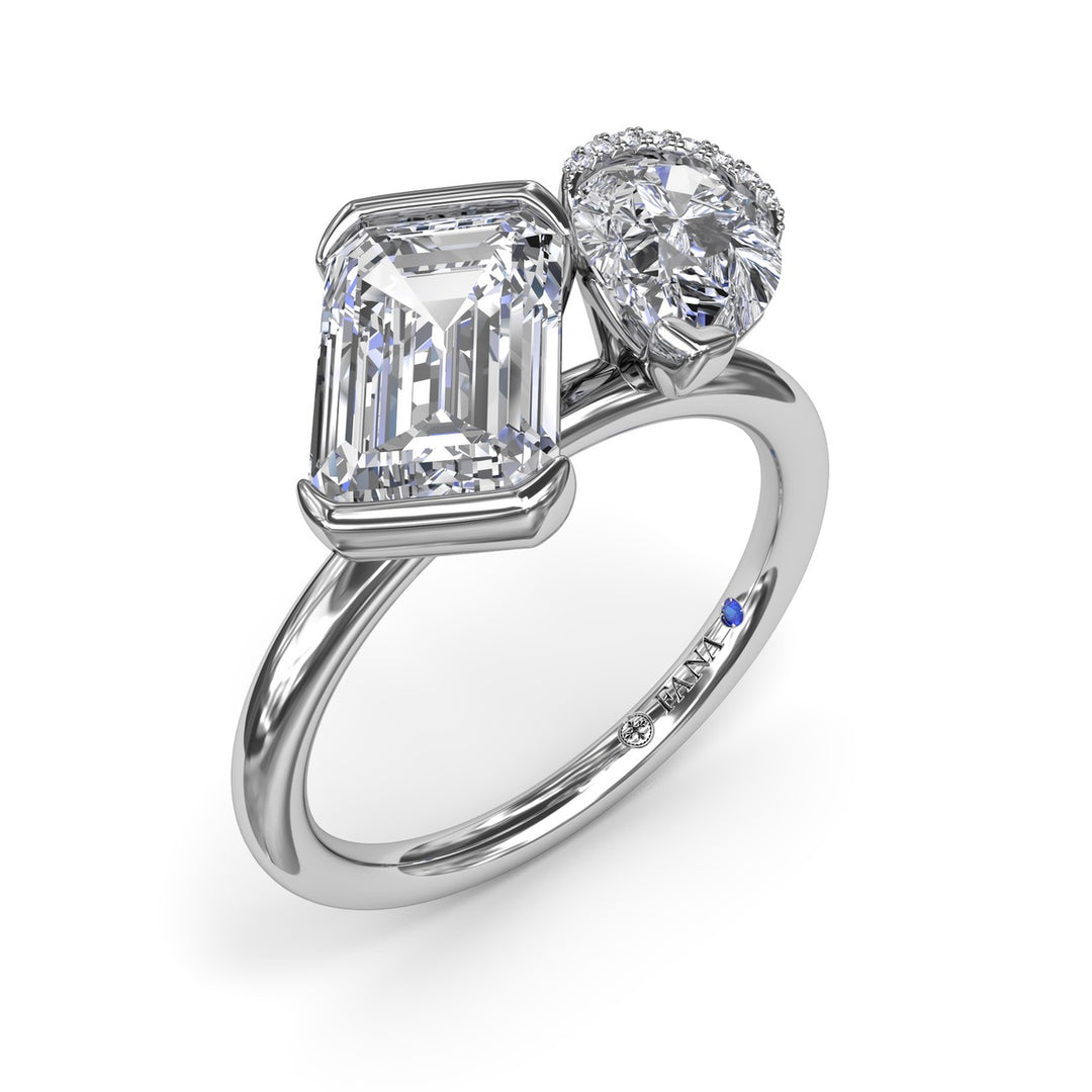 Toi et Moi Half Bezel Engagement Ring