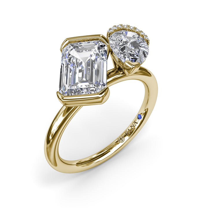 Toi et Moi Half Bezel Engagement Ring