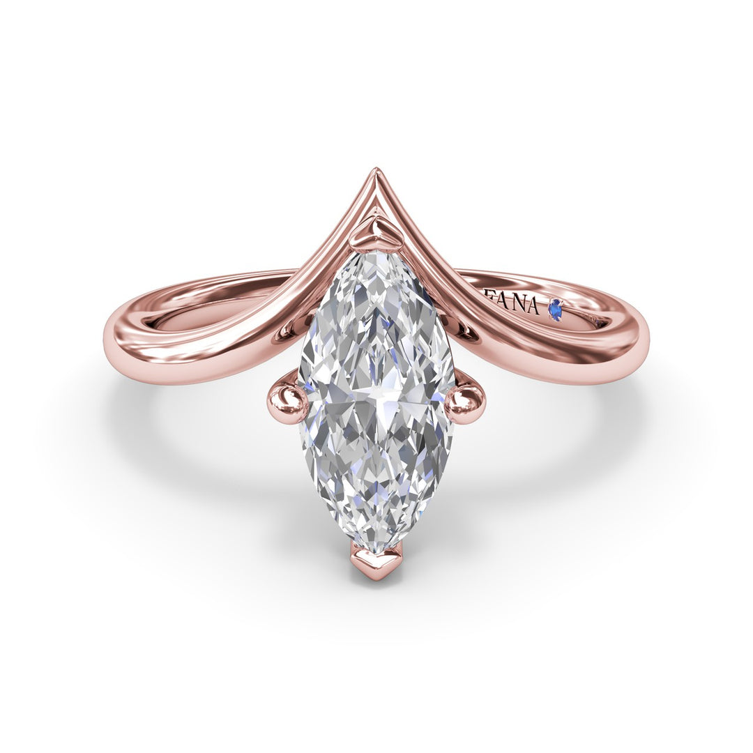 V-Shape Marquise Engagement Ring
