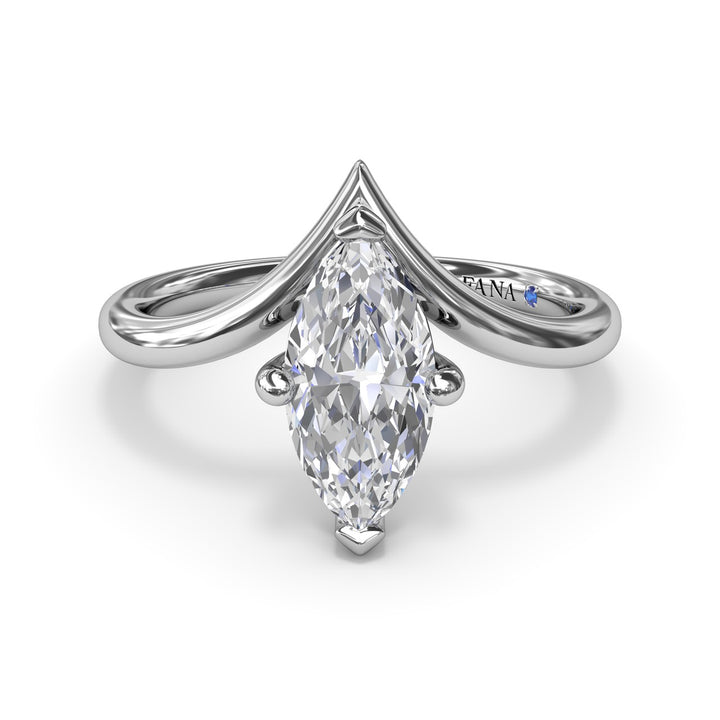 V-Shape Marquise Engagement Ring