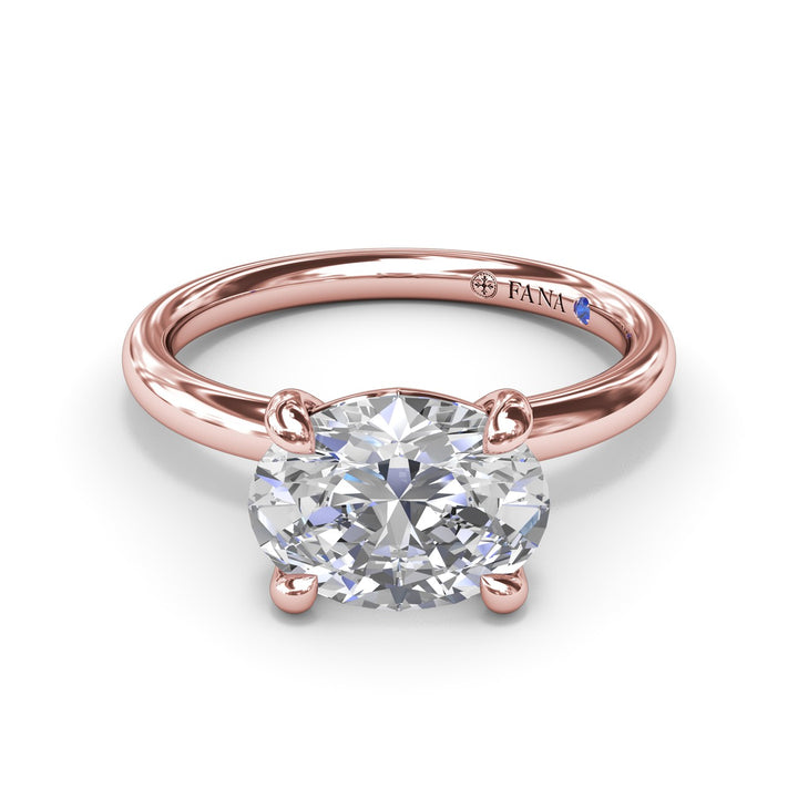 East West Oval Solitaire Diamond Engagement Ring
