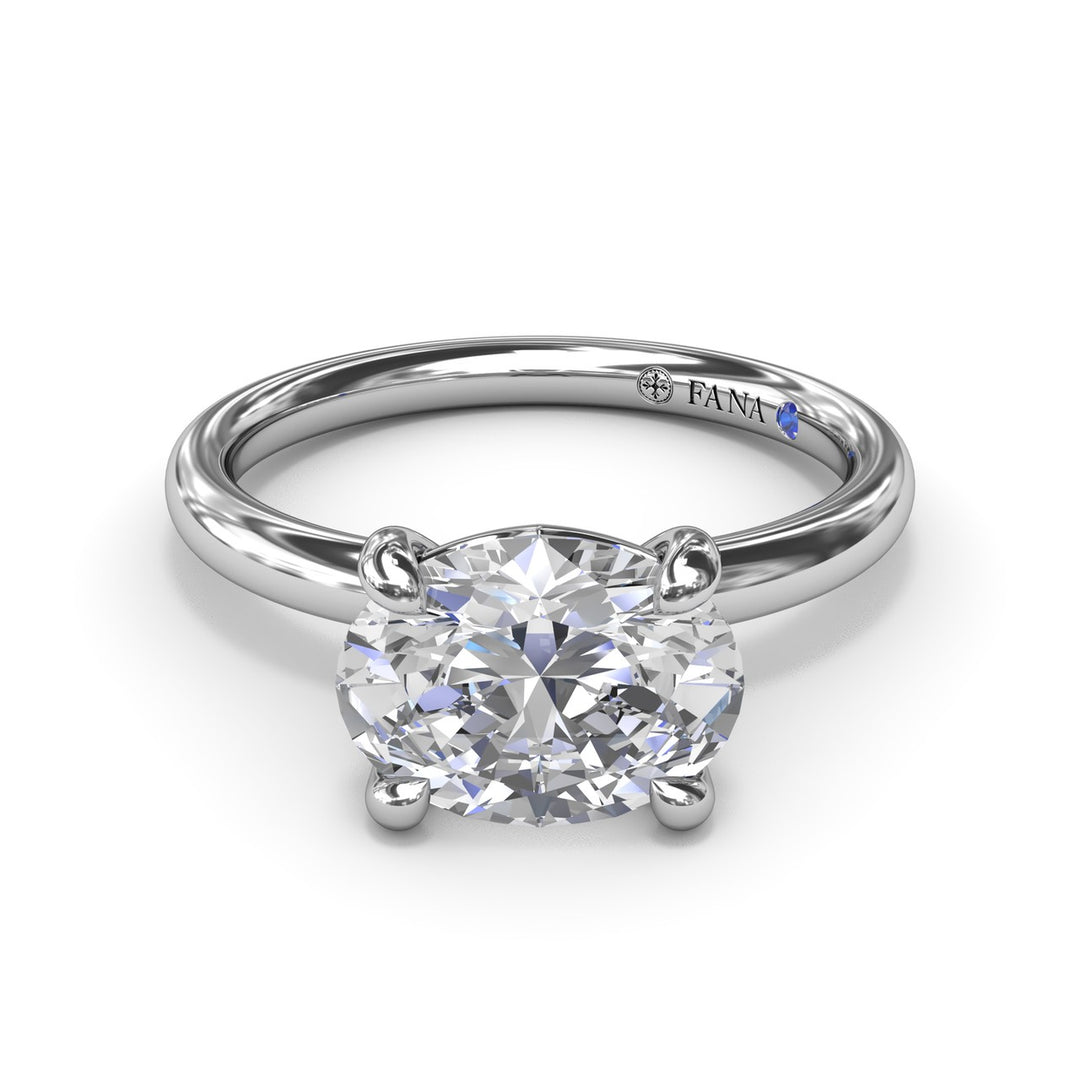 East West Oval Solitaire Diamond Engagement Ring