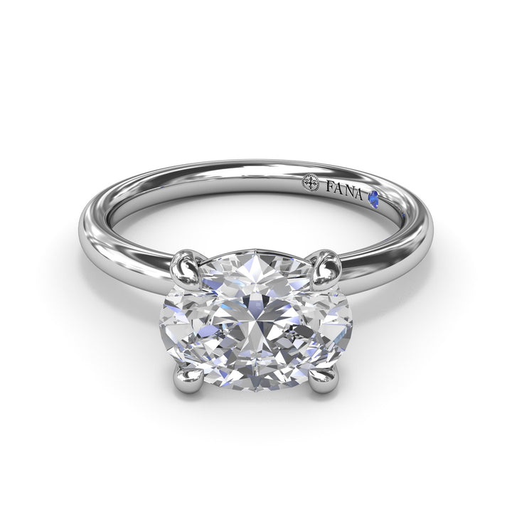 East West Oval Solitaire Diamond Engagement Ring