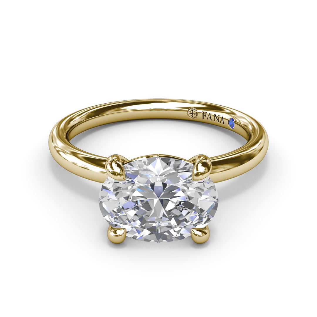 East West Oval Solitaire Diamond Engagement Ring