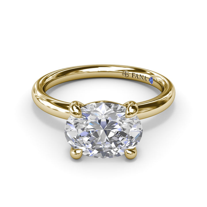 East West Oval Solitaire Diamond Engagement Ring