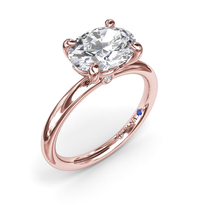 East West Oval Solitaire Diamond Engagement Ring