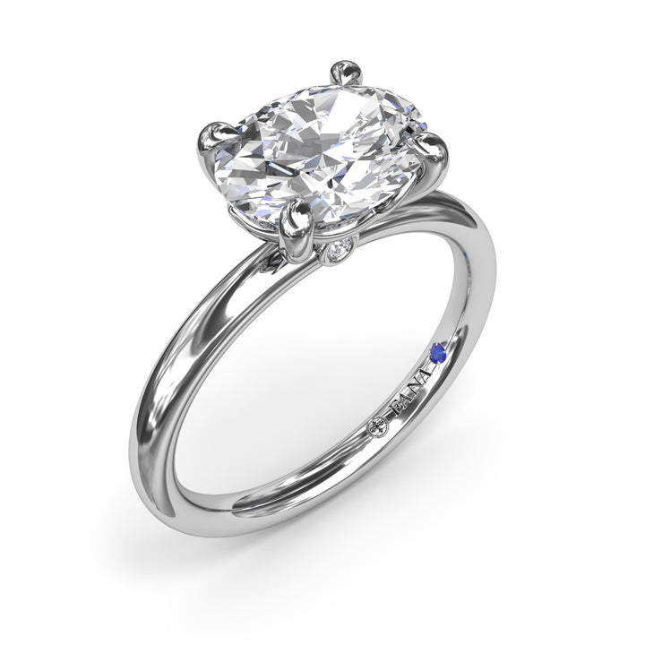East West Oval Solitaire Diamond Engagement Ring