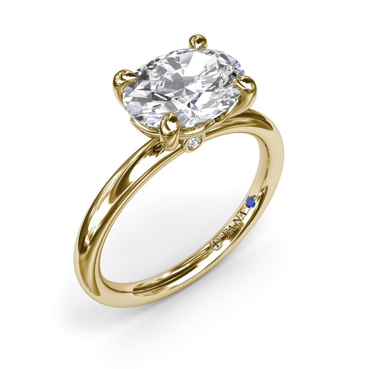 East West Oval Solitaire Diamond Engagement Ring