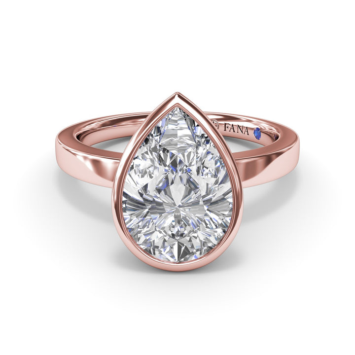 Bezel Set Pear Diamond Engagement Ring