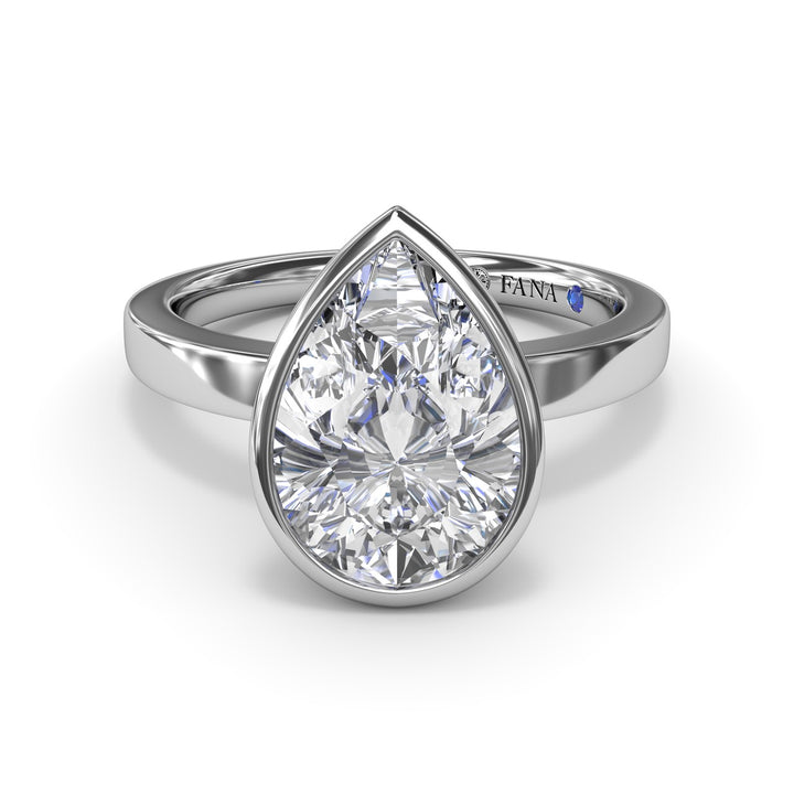 Bezel Set Pear Diamond Engagement Ring