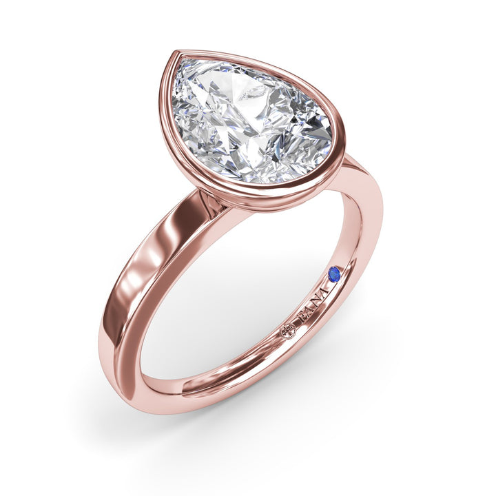 Bezel Set Pear Diamond Engagement Ring