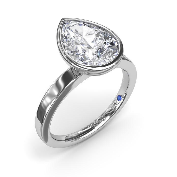 Bezel Set Pear Diamond Engagement Ring