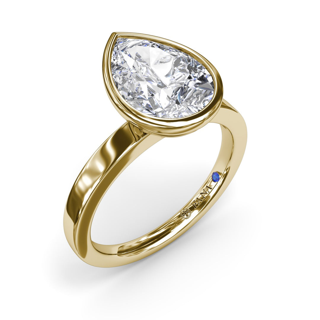 Bezel Set Pear Diamond Engagement Ring