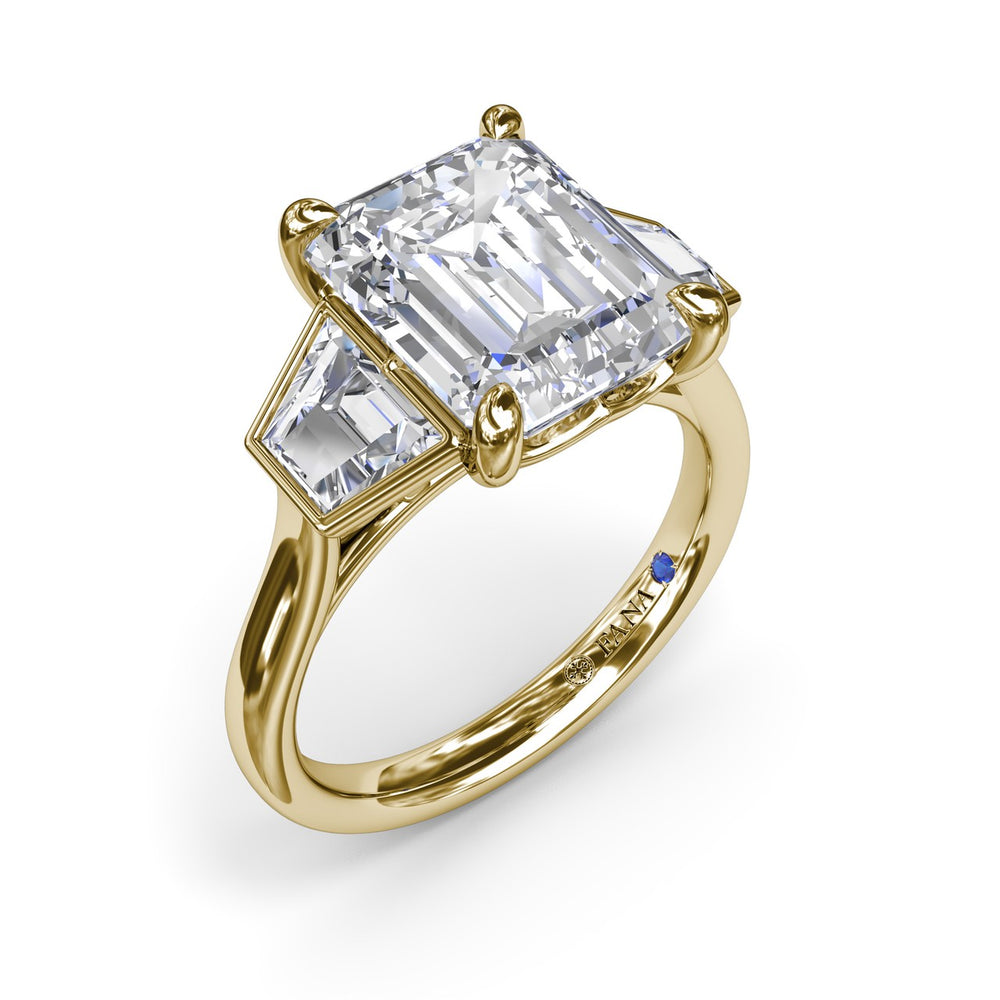 Three-Stone Trapezoid Diamond Engagement Ring