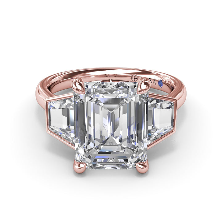 Three-Stone Trapezoid Diamond Engagement Ring