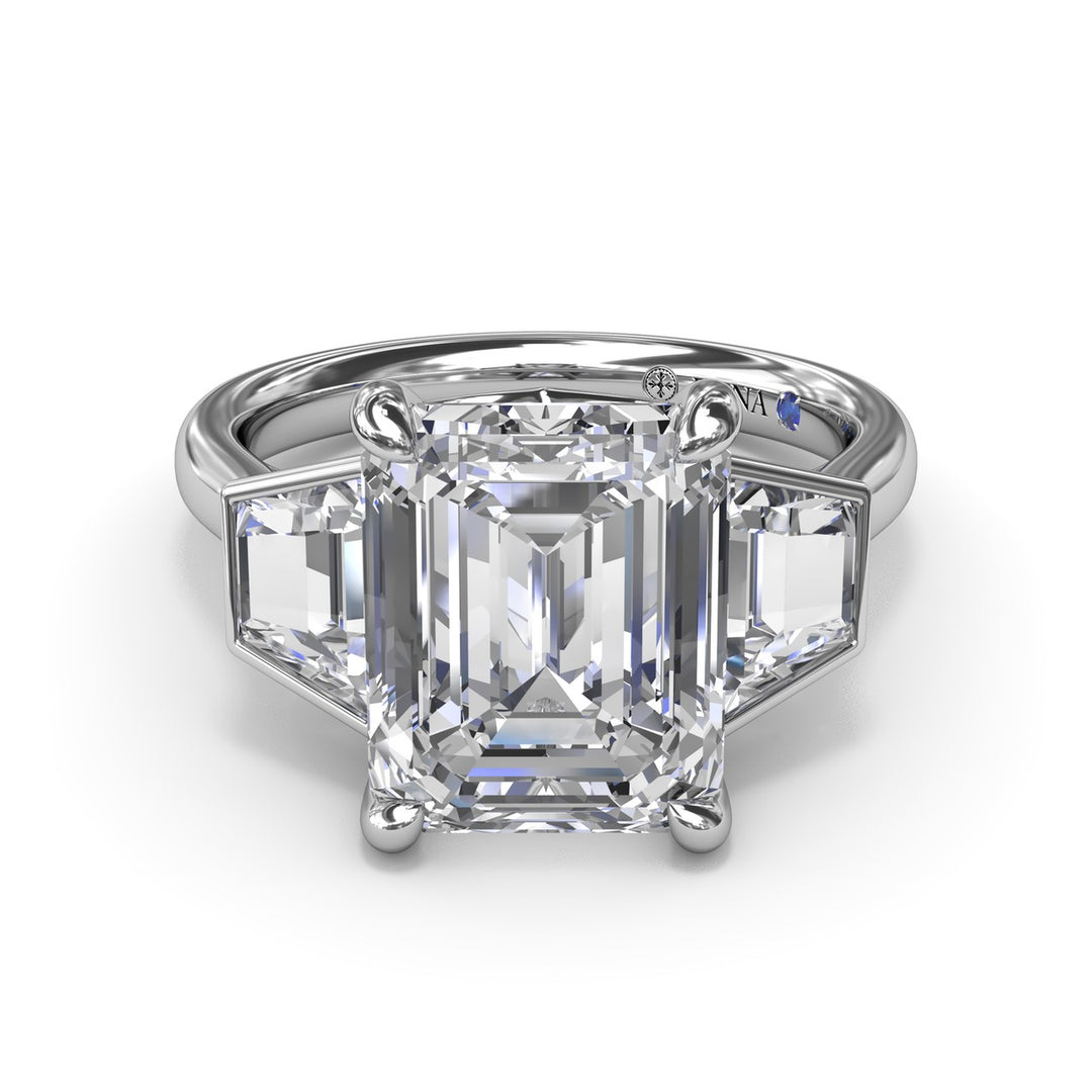 Three-Stone Trapezoid Diamond Engagement Ring