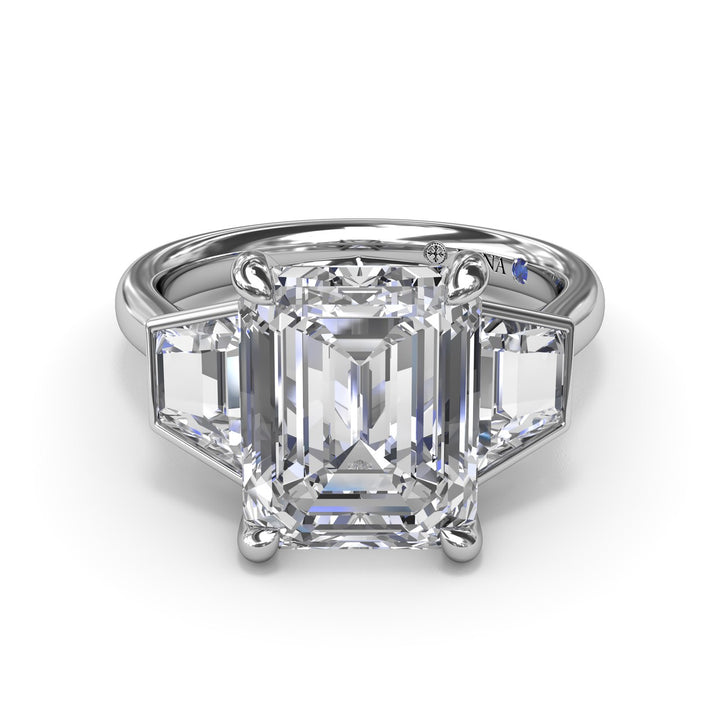 Three-Stone Trapezoid Diamond Engagement Ring