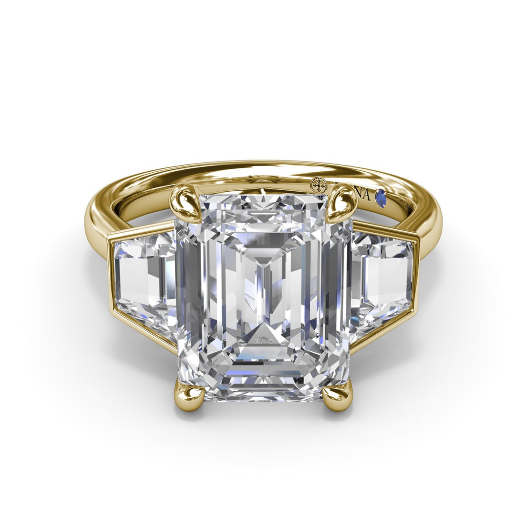 Three-Stone Trapezoid Diamond Engagement Ring