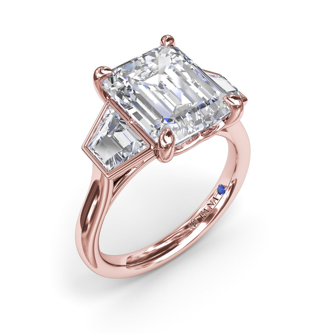 Three-Stone Trapezoid Diamond Engagement Ring