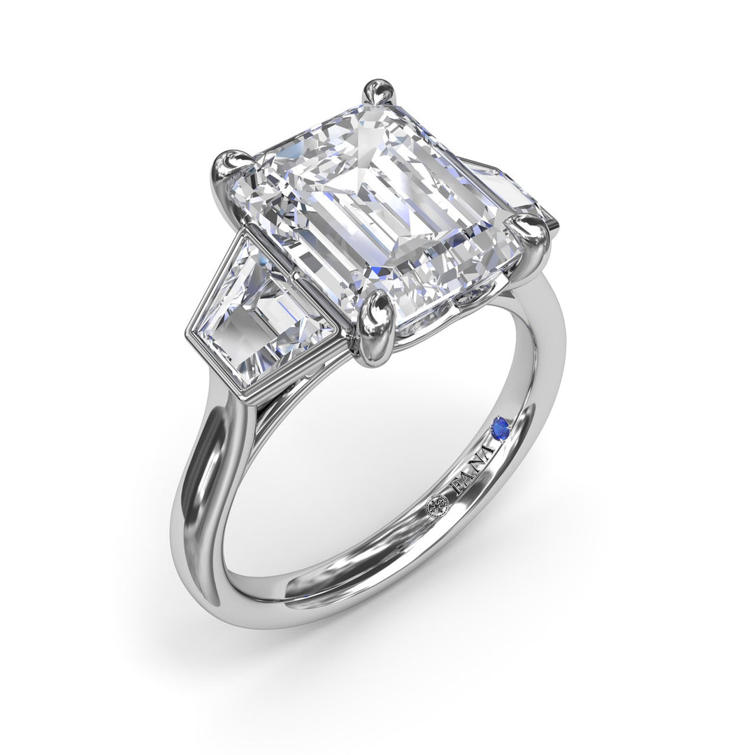 Three-Stone Trapezoid Diamond Engagement Ring