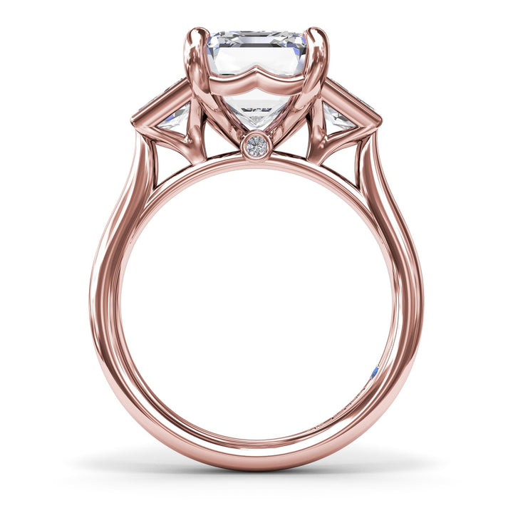 Three-Stone Trapezoid Diamond Engagement Ring