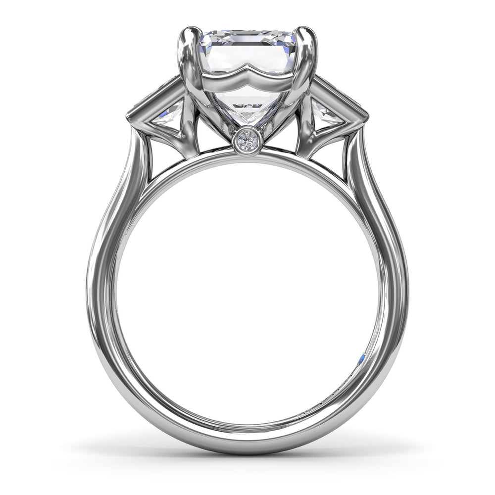 Three-Stone Trapezoid Diamond Engagement Ring