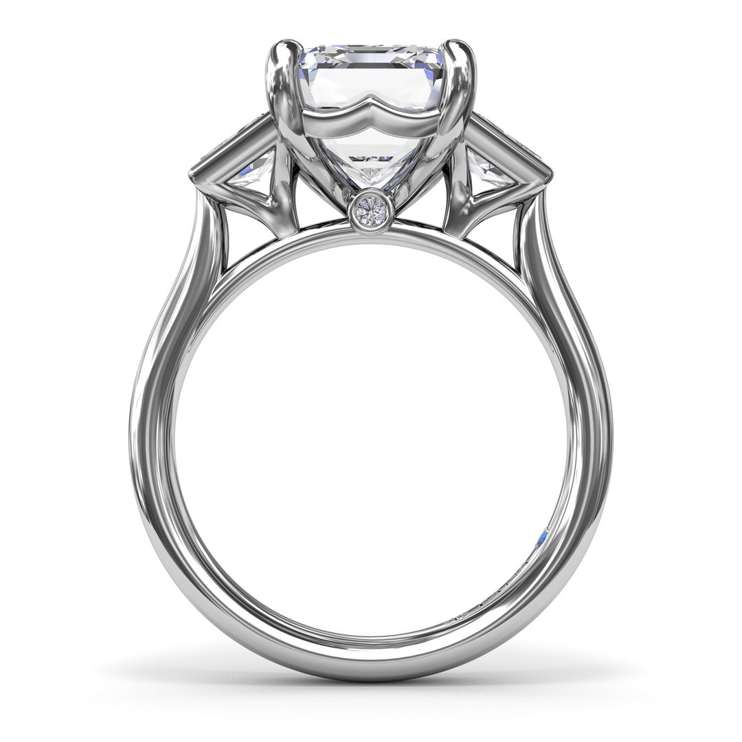 Three-Stone Trapezoid Diamond Engagement Ring