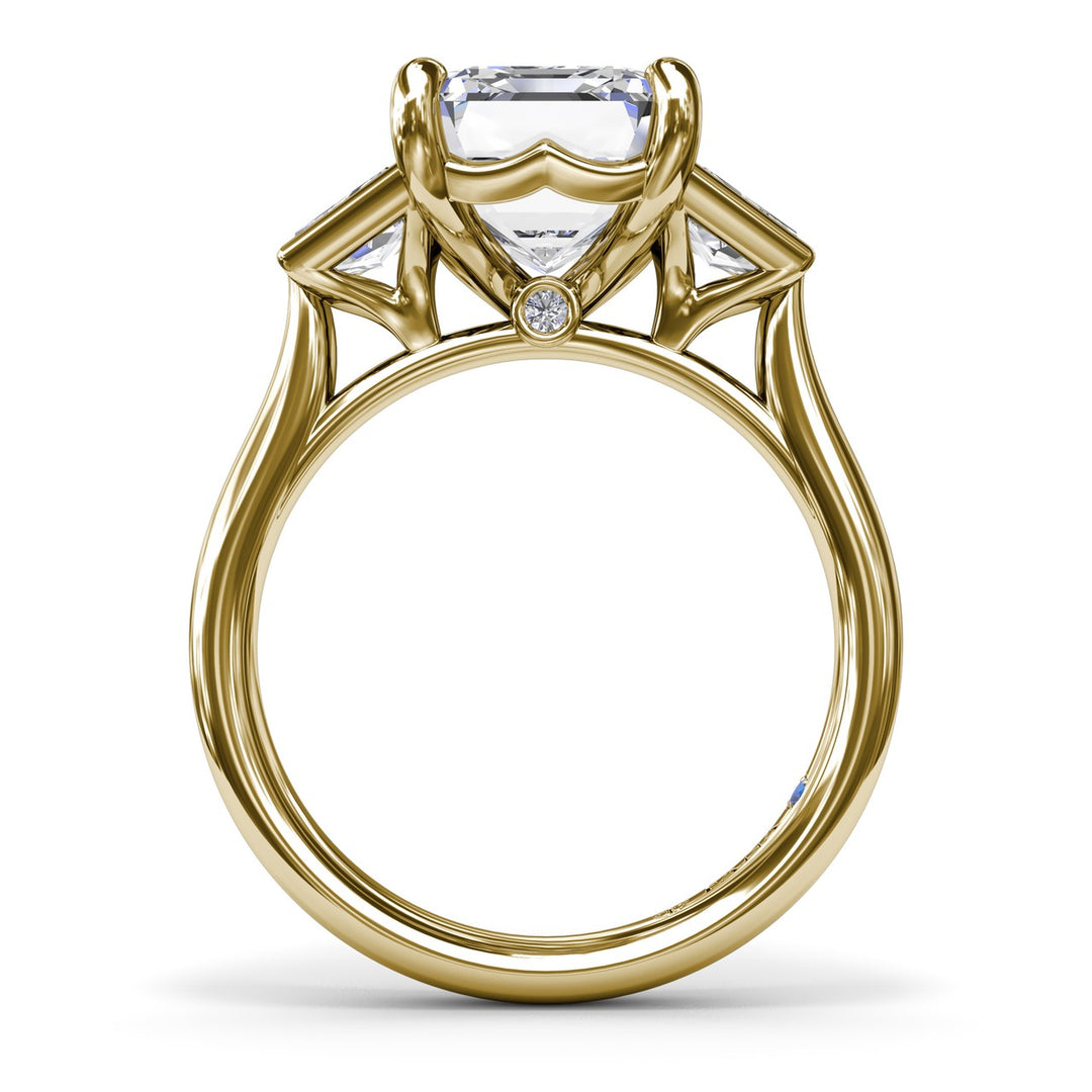 Three-Stone Trapezoid Diamond Engagement Ring