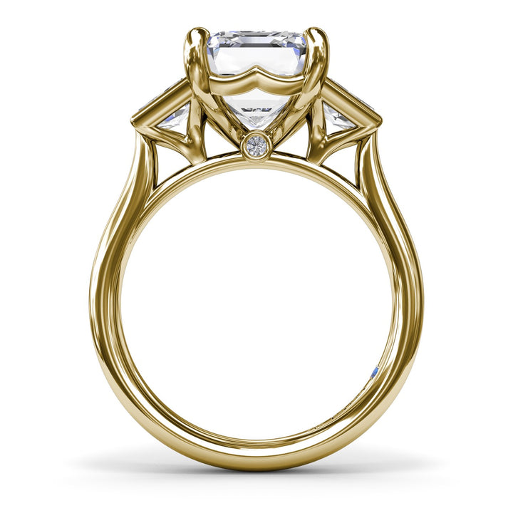 Three-Stone Trapezoid Diamond Engagement Ring