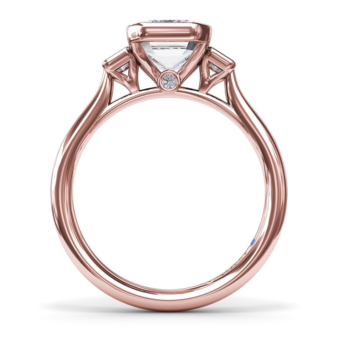 Three-Stone Emerald Cut Bezel Engagement Ring