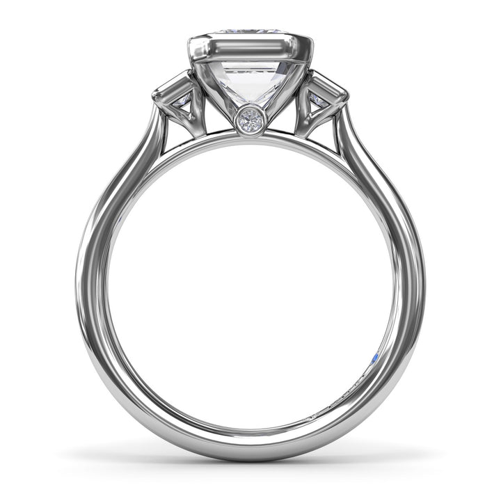 Three-Stone Emerald Cut Bezel Engagement Ring