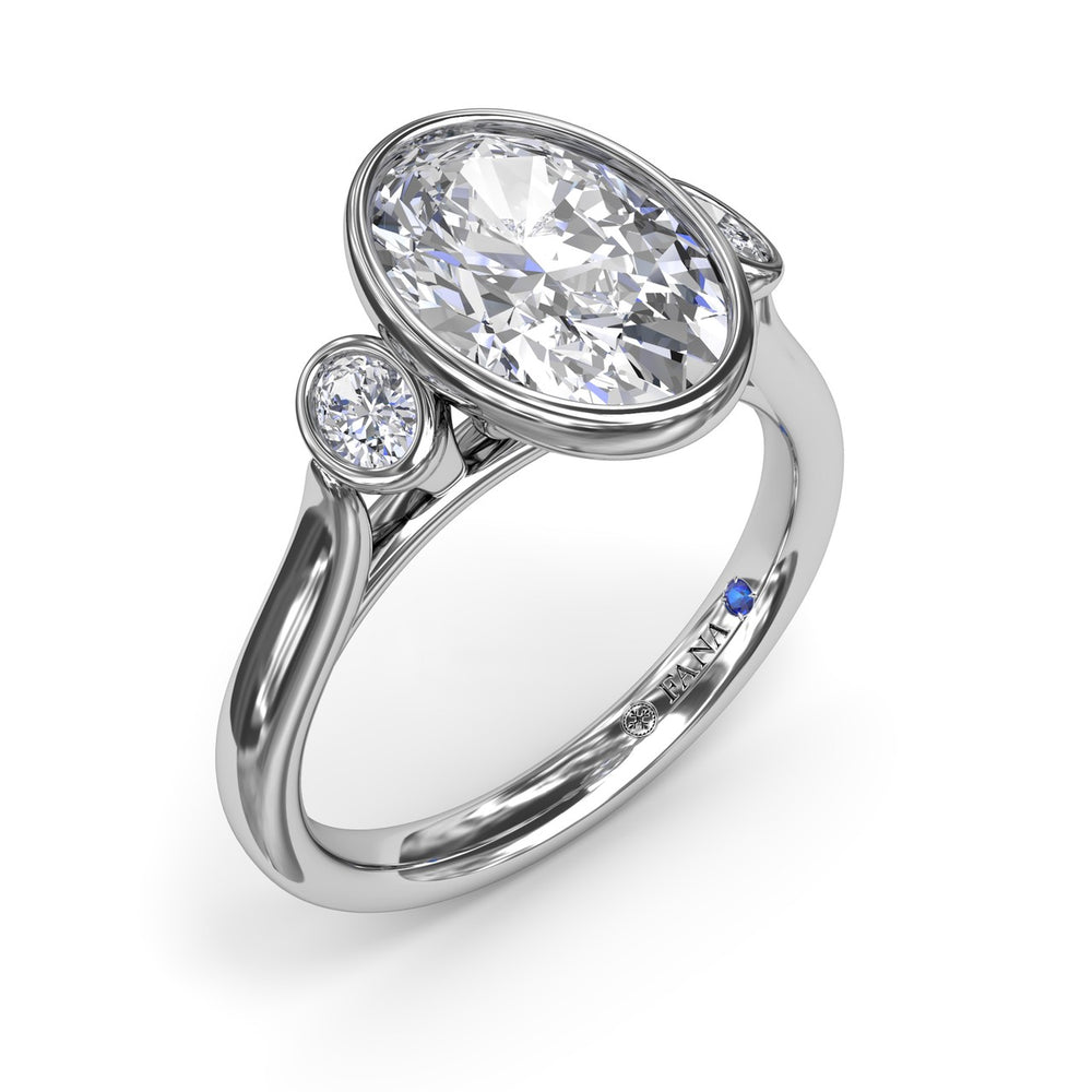 Three-Stone Oval Bezel Set Engagement Ring