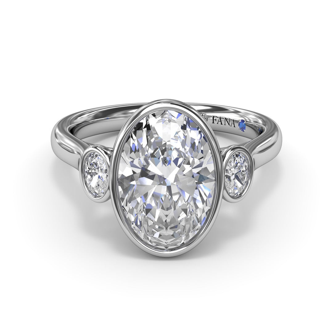 Three-Stone Oval Bezel Set Engagement Ring