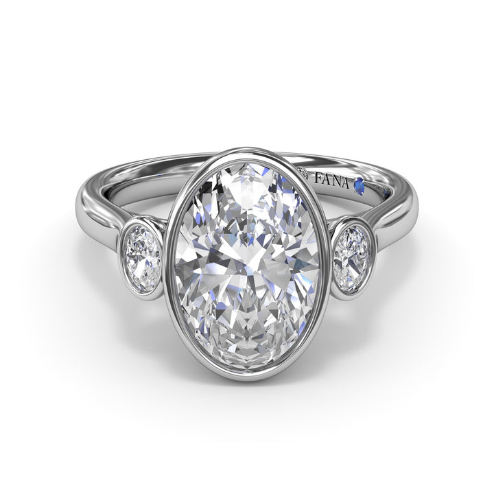 Three-Stone Oval Bezel Set Engagement Ring