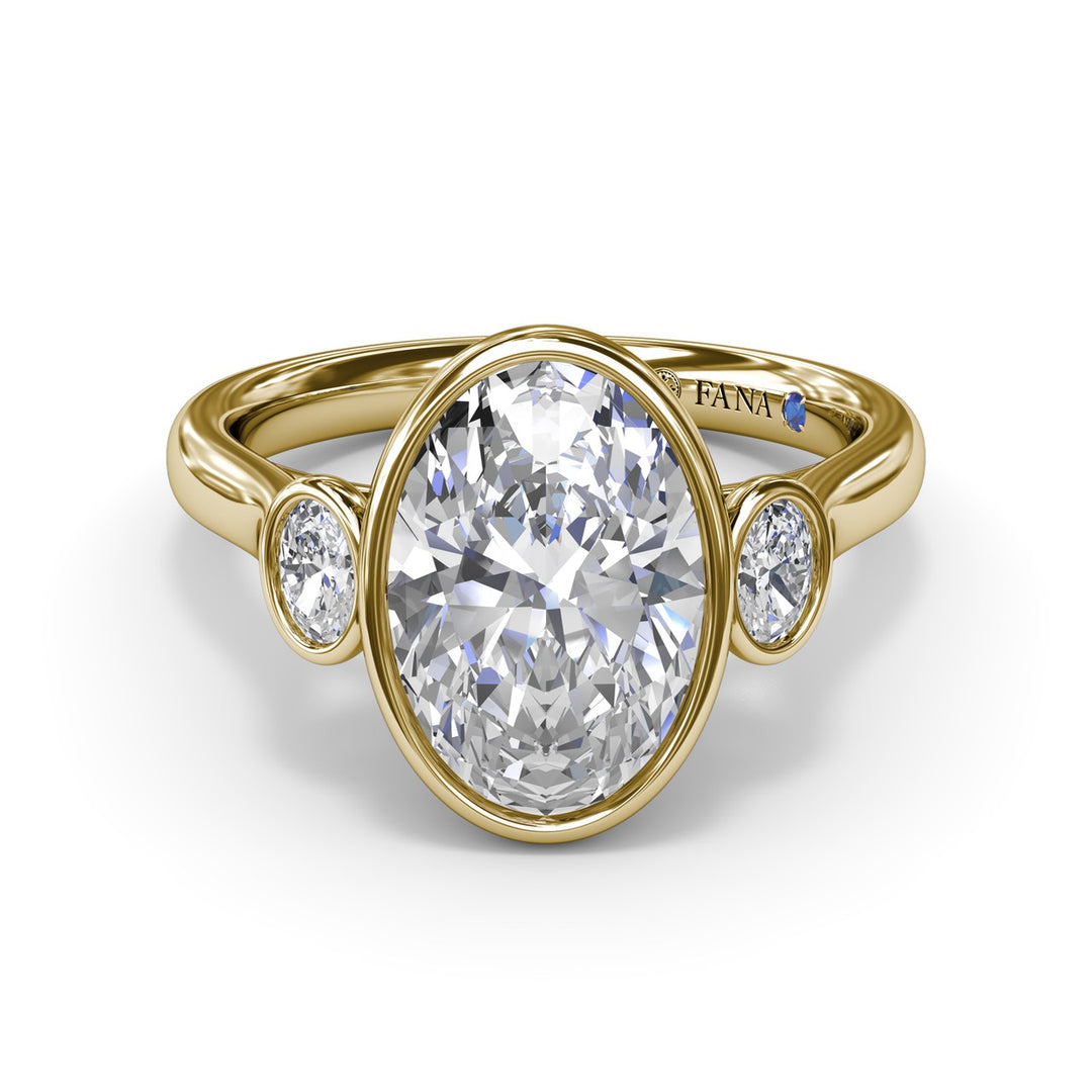 Three-Stone Oval Bezel Set Engagement Ring