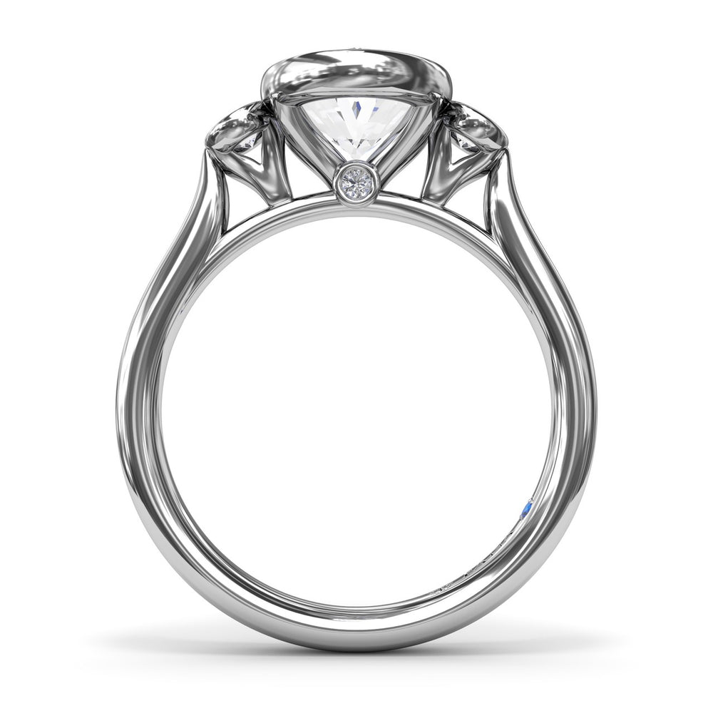 Three-Stone Oval Bezel Set Engagement Ring
