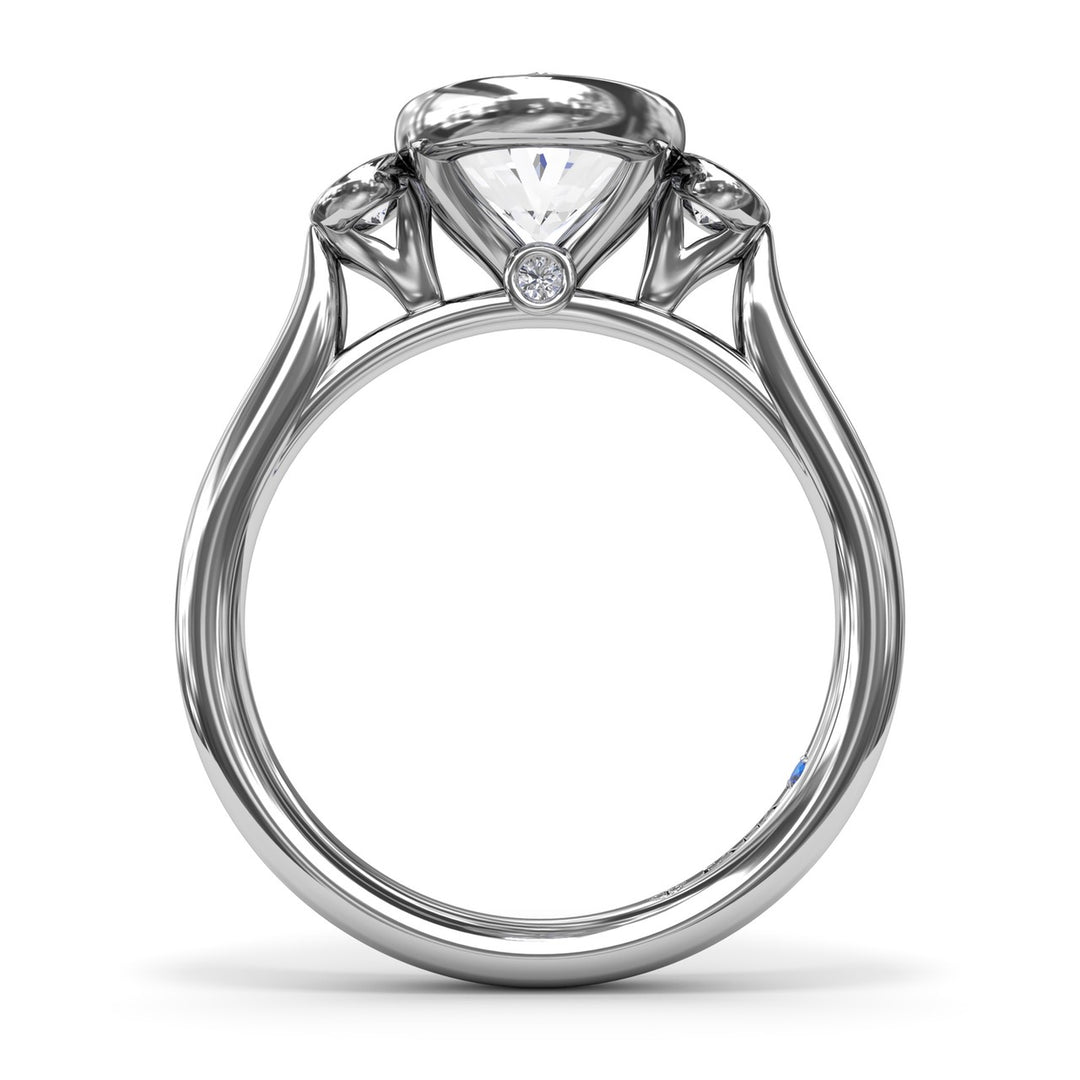 Three-Stone Oval Bezel Set Engagement Ring
